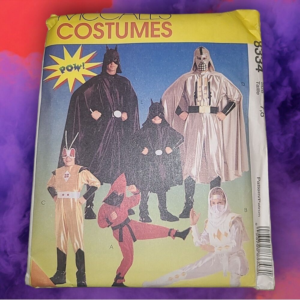 Mccalls Costumes 8334 Pattern Super Hero Boys Size 7-8‎ Halloween Batman Uncut
